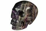 Realistic, Carved, Banded Purple Fluorite Skull #151026-2
